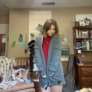 grey and black express cardigan